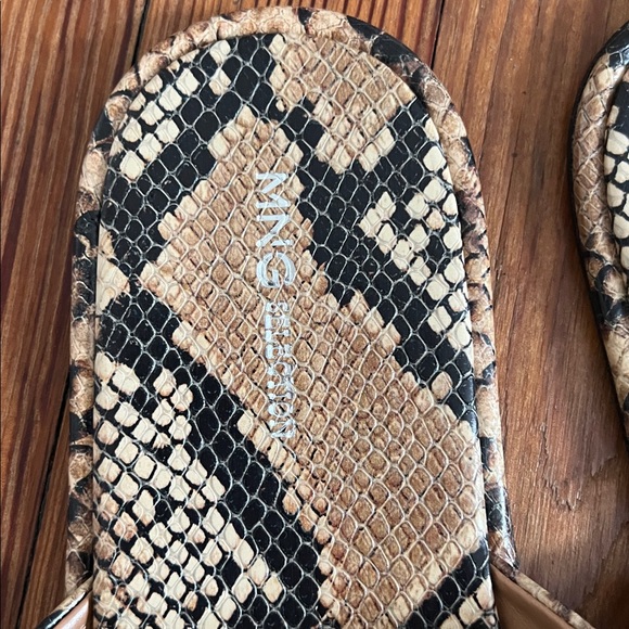 Mango Clasic Neutral Snakeskin Print Leather Slide Sandals - EU 39 / US 8.5 - Picture 6 of 8